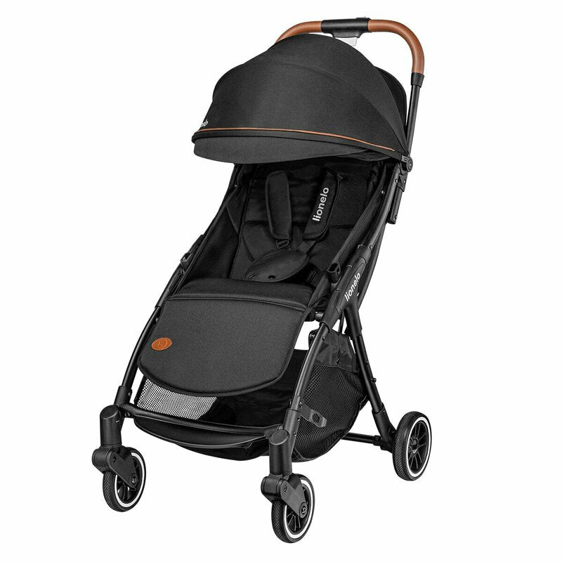 Carucior sport, Lionelo, Julie One, De la nastere, Greutate redusa, Cu accesorii, Cadru din aluminiu, 0-22 kg, Pliere compacta pentru avion, Conform cu standardele europene de securitate EN1888-1 si EN1888-2, Negru