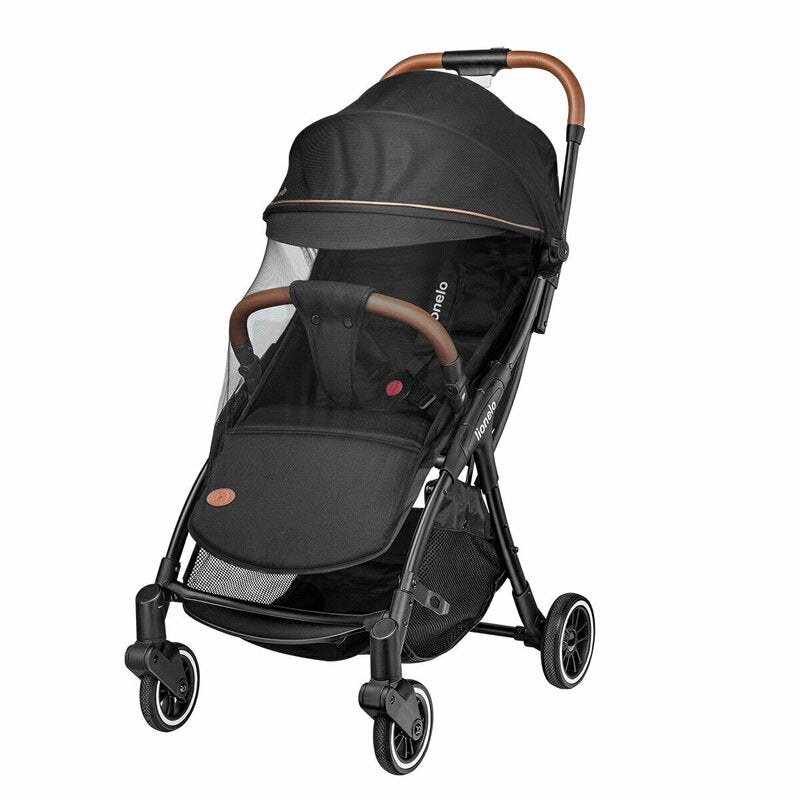 Carucior sport, Lionelo, Julie One, De la nastere, Greutate redusa, Cu accesorii, Cadru din aluminiu, 0-22 kg, Pliere compacta pentru avion, Conform cu standardele europene de securitate EN1888-1 si EN1888-2, Negru