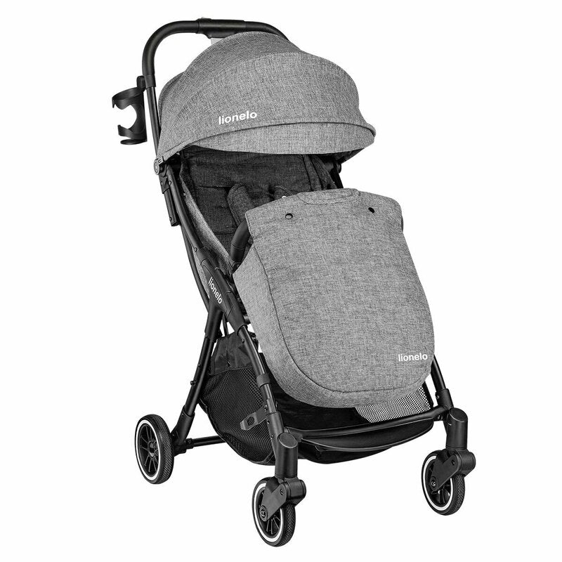 Carucior sport, Lionelo, Julie One, De la nastere, Greutate redusa, Cu accesorii, Cadru din aluminiu, 0-22 kg, Pliere compacta pentru avion, Conform cu standardele europene de securitate EN1888-1 si EN1888-2, Gri