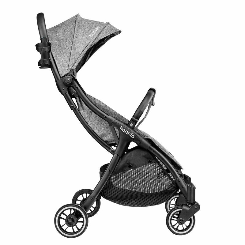 Carucior sport, Lionelo, Julie One, De la nastere, Greutate redusa, Cu accesorii, Cadru din aluminiu, 0-22 kg, Pliere compacta pentru avion, Conform cu standardele europene de securitate EN1888-1 si EN1888-2, Gri