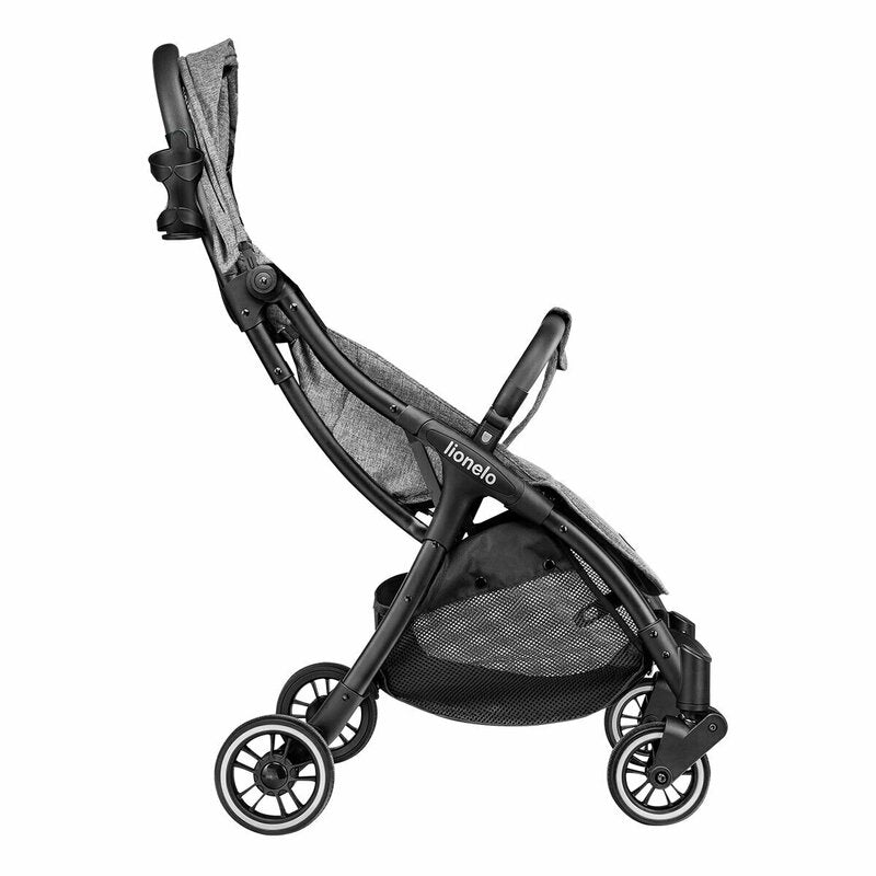 Carucior sport, Lionelo, Julie One, De la nastere, Greutate redusa, Cu accesorii, Cadru din aluminiu, 0-22 kg, Pliere compacta pentru avion, Conform cu standardele europene de securitate EN1888-1 si EN1888-2, Gri