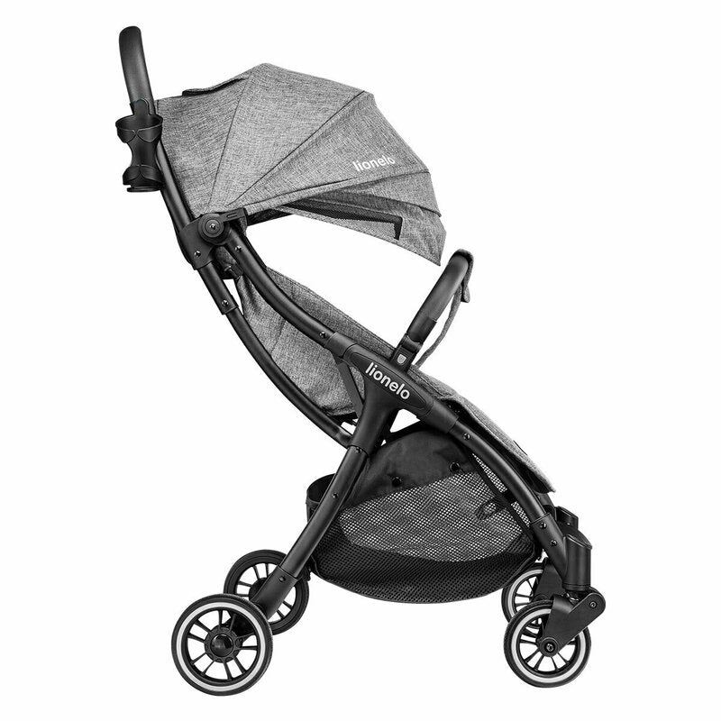Carucior sport, Lionelo, Julie One, De la nastere, Greutate redusa, Cu accesorii, Cadru din aluminiu, 0-22 kg, Pliere compacta pentru avion, Conform cu standardele europene de securitate EN1888-1 si EN1888-2, Gri