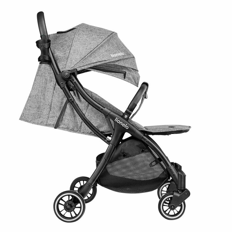 Carucior sport, Lionelo, Julie One, De la nastere, Greutate redusa, Cu accesorii, Cadru din aluminiu, 0-22 kg, Pliere compacta pentru avion, Conform cu standardele europene de securitate EN1888-1 si EN1888-2, Gri