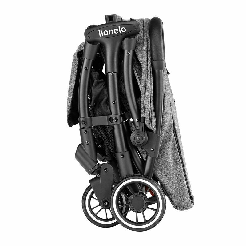 Carucior sport, Lionelo, Julie One, De la nastere, Greutate redusa, Cu accesorii, Cadru din aluminiu, 0-22 kg, Pliere compacta pentru avion, Conform cu standardele europene de securitate EN1888-1 si EN1888-2, Gri