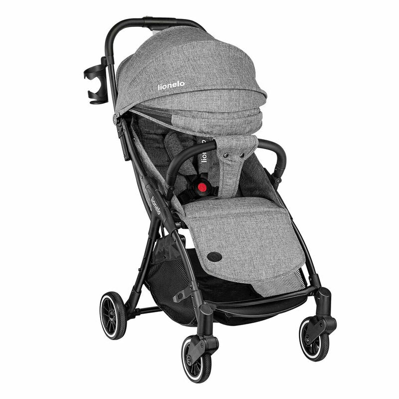 Carucior sport, Lionelo, Julie One, De la nastere, Greutate redusa, Cu accesorii, Cadru din aluminiu, 0-22 kg, Pliere compacta pentru avion, Conform cu standardele europene de securitate EN1888-1 si EN1888-2, Gri