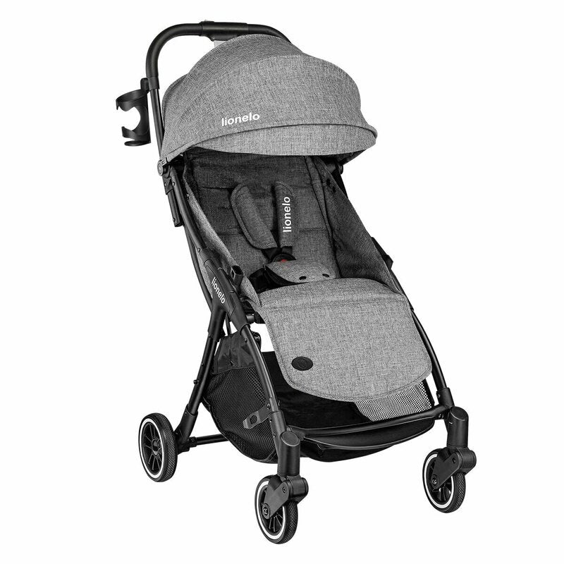 Carucior sport, Lionelo, Julie One, De la nastere, Greutate redusa, Cu accesorii, Cadru din aluminiu, 0-22 kg, Pliere compacta pentru avion, Conform cu standardele europene de securitate EN1888-1 si EN1888-2, Gri