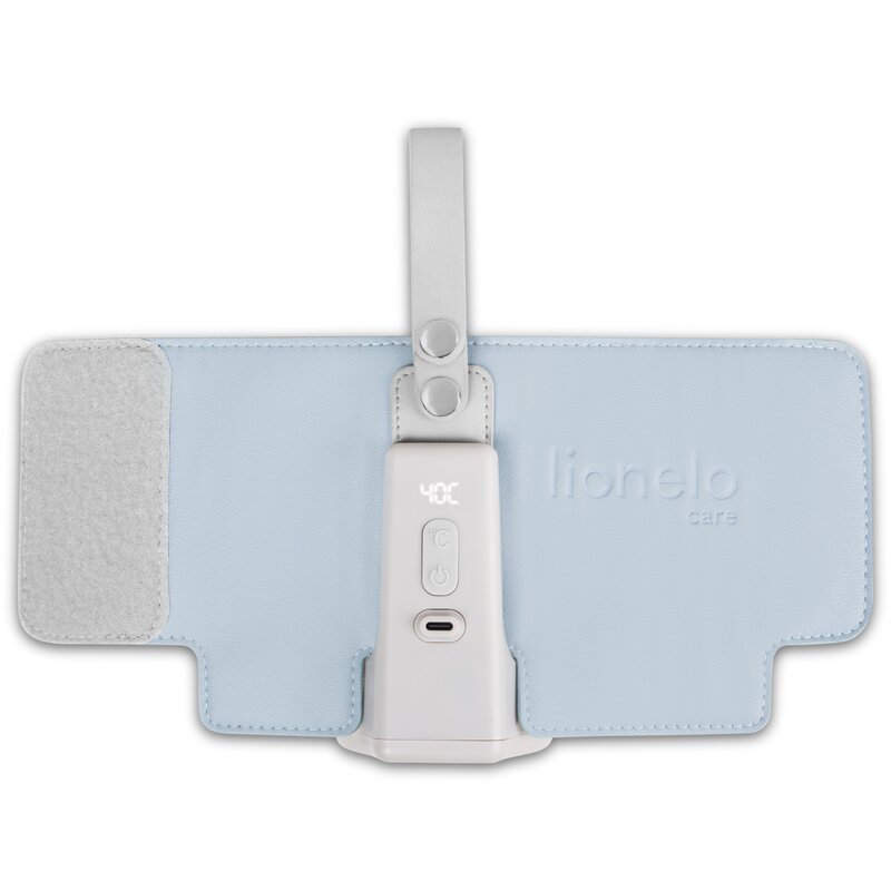Incalzitor biberoane, Lionelo, ThermUp Go Plus, Portabil, Cu aspect elegant, Temperatura constanta pana la 24 h, Incarcare USB, Albastru deschis