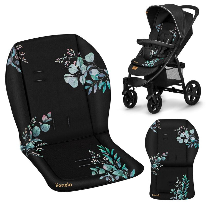 Insertie carucior, Lionelo, Golden Moments, Editie limitata, Universala, Cu orificii pentru centurile de siguranta, Cu imprimeu fata-verso, Din material hidrofob, 48x72x1 cm, Negru