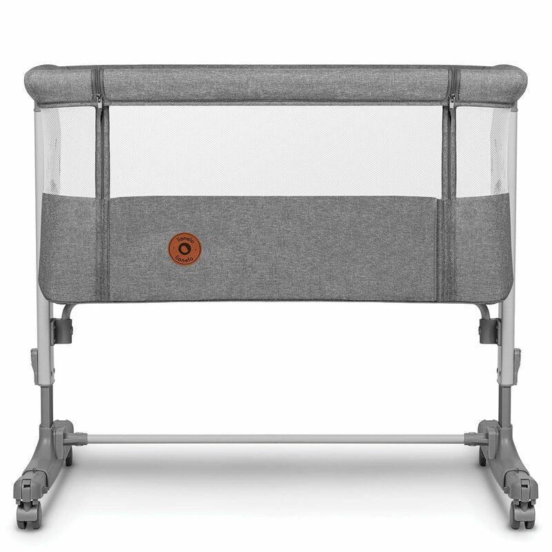 Patut co-sleeper, Lionelo, Aurora, 3 in 1, Cu leganare si setare unghiulara, Include saltea cu densitate T25 si geanta transport, Reglabil in 5 pozitii pe inaltime, Pana la 9 kg, 0 luni+, 85x60x66 cm, Conform cu EN 1130:2019+AC:2020, EN 16890:2, Gri