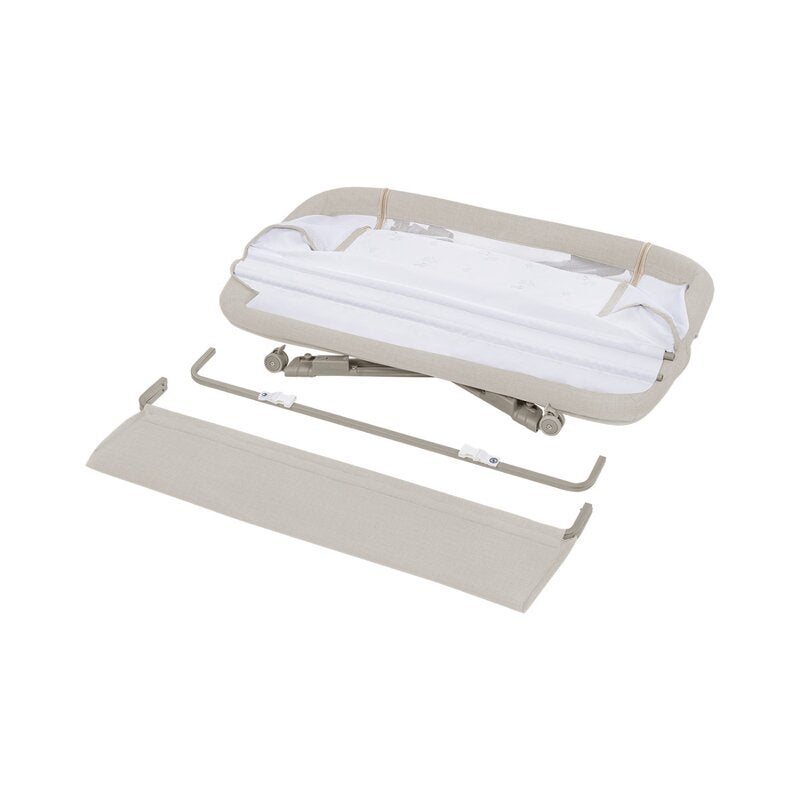 Patut co-sleeper, Lionelo, Luna, 2 in 1, Cu laterala culisanta, Cu setare unghiulara, Cu roti, Reglabil in 6 pozitii pe inaltime, Bej