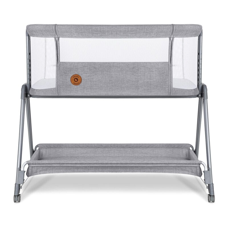 Patut co-sleeper, Lionelo, Luna, 2 in 1, Cu laterala culisanta, Cu setare unghiulara, Cu roti, Reglabil in 6 pozitii pe inaltime, Gri deschis