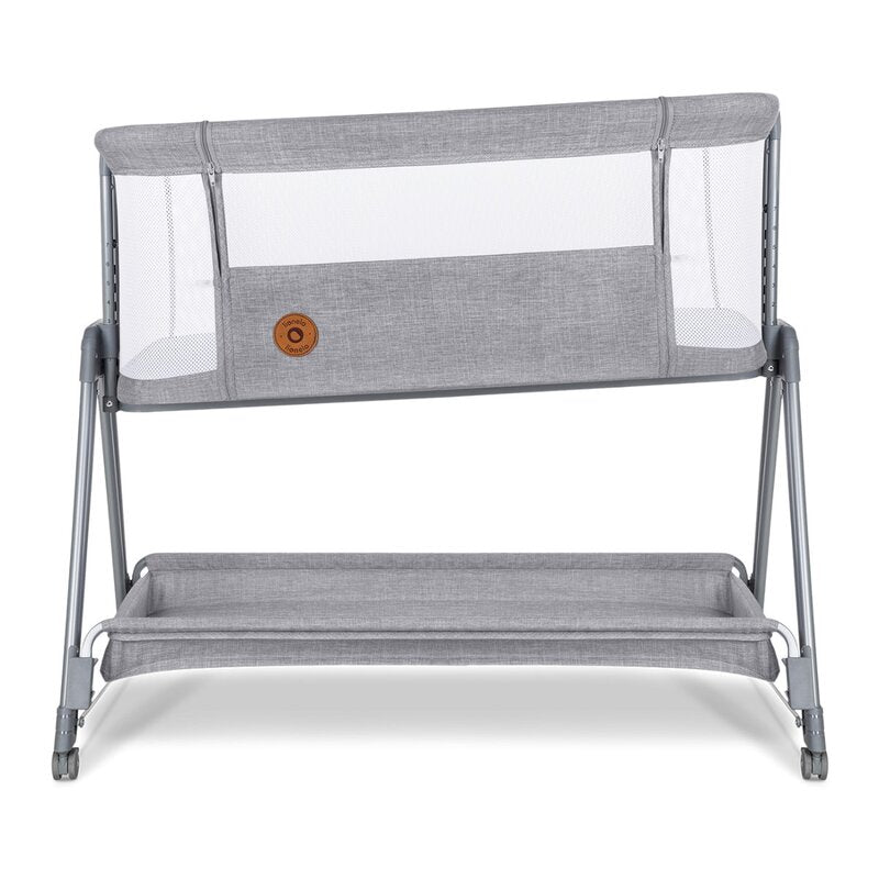 Patut co-sleeper, Lionelo, Luna, 2 in 1, Cu laterala culisanta, Cu setare unghiulara, Cu roti, Reglabil in 6 pozitii pe inaltime, Gri deschis