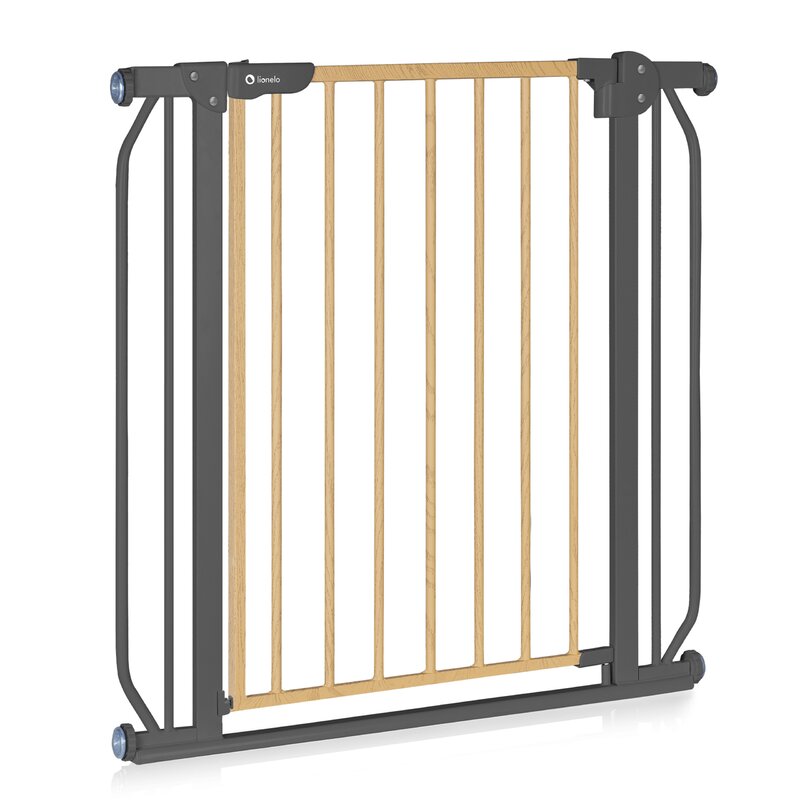 Poarta de siguranta, Lionelo, Truus Slim, Prin presiune, 105 cm, Conform cu standardul europeane de securitate EN1930, Gri/Natur
