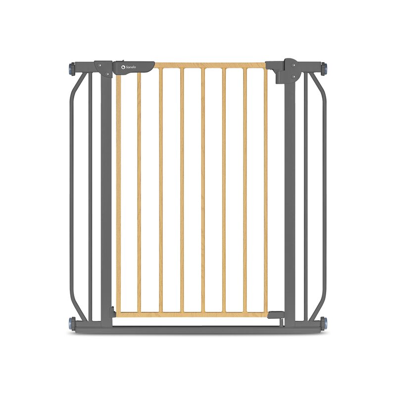 Poarta de siguranta, Lionelo, Truus Slim, Prin presiune, 105 cm, Conform cu standardul europeane de securitate EN1930, Gri/Natur