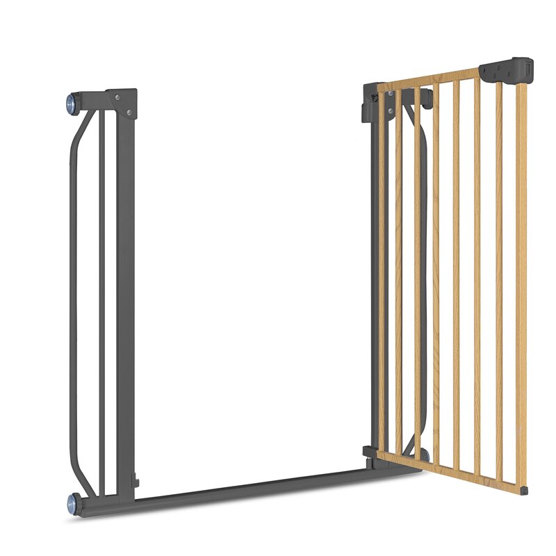 Poarta de siguranta, Lionelo, Truus Slim, Prin presiune, 105 cm, Conform cu standardul europeane de securitate EN1930, Gri/Natur