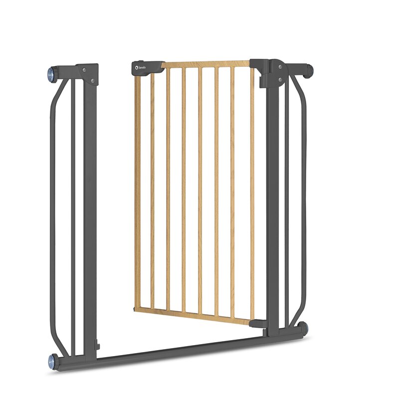 Poarta de siguranta, Lionelo, Truus Slim, Prin presiune, 105 cm, Conform cu standardul europeane de securitate EN1930, Gri/Natur