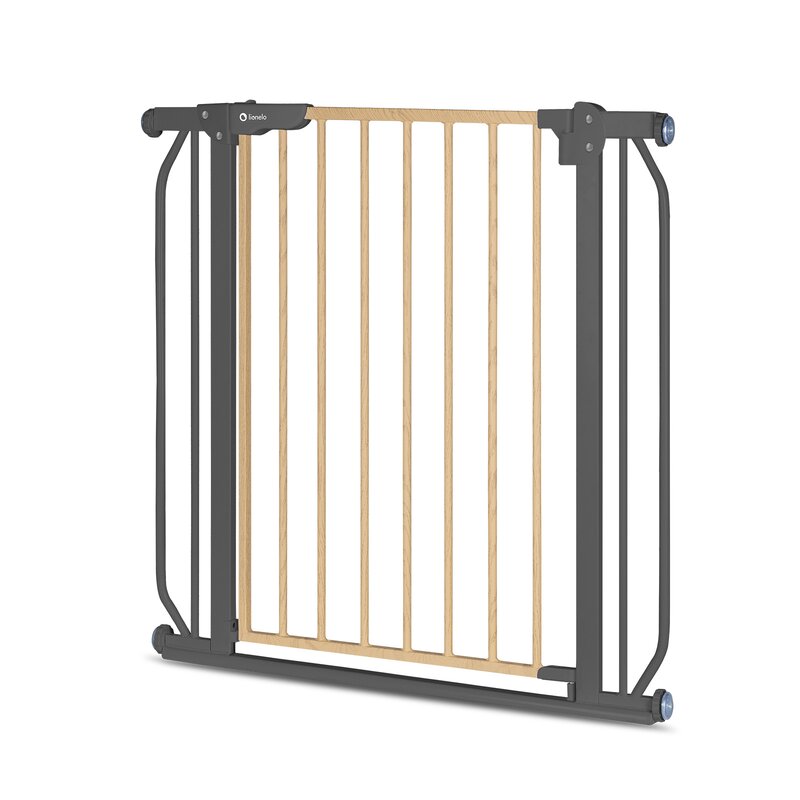 Poarta de siguranta, Lionelo, Truus Slim, Prin presiune, 105 cm, Conform cu standardul europeane de securitate EN1930, Gri/Natur