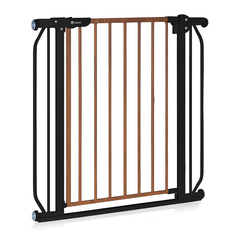 Poarta de siguranta, Lionelo, Truus Slim, Prin presiune, 105 cm, Conform cu standardul europeane de securitate EN1930, Negru/Natur
