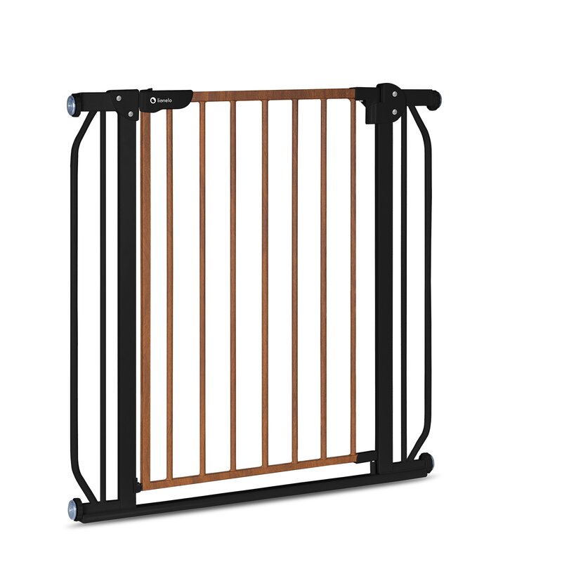 Poarta de siguranta, Lionelo, Truus Slim, Prin presiune, 105 cm, Conform cu standardul europeane de securitate EN1930, Negru/Natur