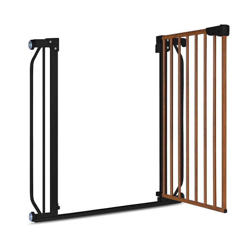 Poarta de siguranta, Lionelo, Truus Slim, Prin presiune, 105 cm, Conform cu standardul europeane de securitate EN1930, Negru/Natur