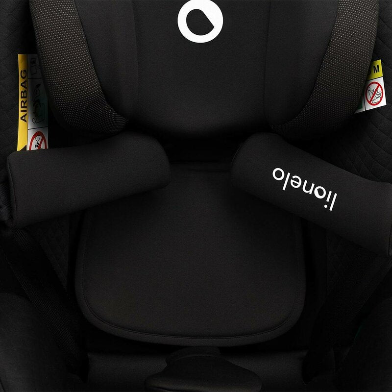 Scaun auto, Lionelo, I-size Antoon Plus, Pozitie de somn, Protectie laterala, Rotire 360 grade, 0-18 kg, Cu Isofix si picior de sustinere, Negru, Testat ADAC, Conform cu standardul european de securitate ECE R129, Negru