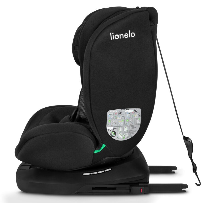 Scaun auto, Lionelo, Bastiaan i-Size, 4 in 1, Protectie laterala, Cu spatar inclinabil in 4 pozitii, Cu tetiera reglabila in 7 pozitii, Rotire 360 grade, Top Tether, 0-36 Kg, 40-150 cm, Cu Isofix, Conform cu ECE R129/03, Negru