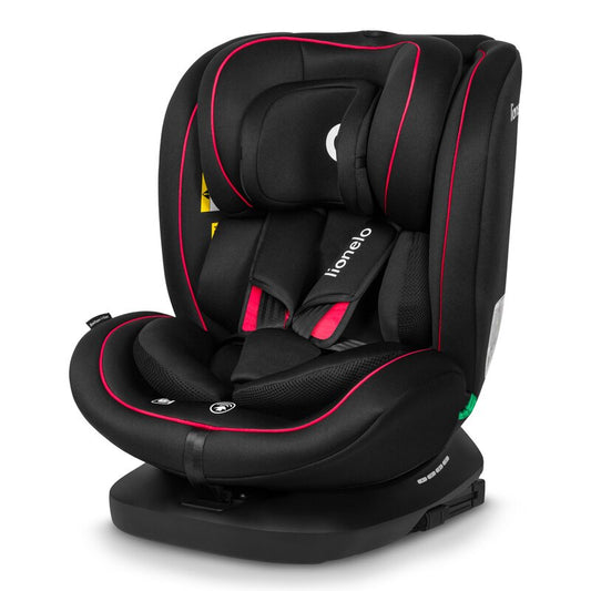 Scaun auto, Lionelo, Bastiaan i-Size, 4 in 1, Protectie laterala, Cu spatar inclinabil in 4 pozitii, Cu tetiera reglabila in 7 pozitii, Rotire 360 grade, Top Tether, 0-36 Kg, 40-150 cm, Cu Isofix, Conform cu ECE R129/03, Negru/Rosu
