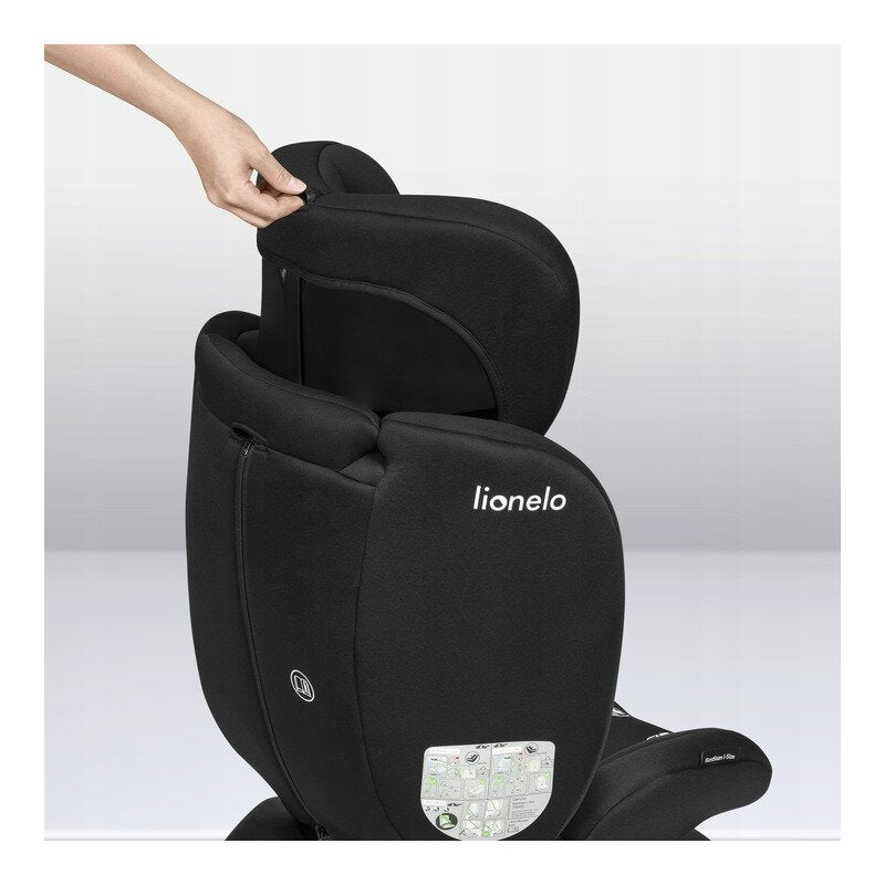 Scaun auto, Lionelo, Bastiaan i-Size, 4 in 1, Protectie laterala, Cu spatar inclinabil in 4 pozitii, Cu tetiera reglabila in 7 pozitii, Rotire 360 grade, Top Tether, 0-36 Kg, 40-150 cm, Cu Isofix, Conform cu ECE R129/03, Negru/Rosu
