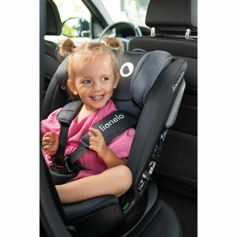 Scaun auto, Lionelo, Bastiaan RWF i-Size, Pozitie de somn, Protectie laterala, Rotire 360 grade, 0-36 Kg, Cu Isofix si Centura Top Tether, Conform cu standardul european de securitate ECE R129, Negru