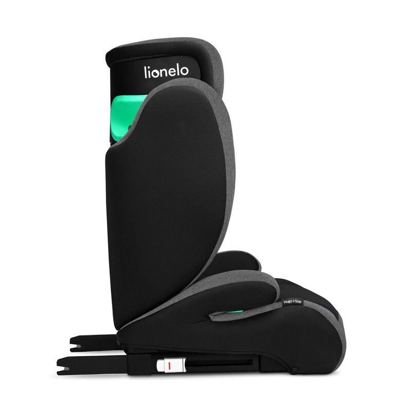 Scaun auto, Lionelo, Hugo i-Size, Universal, Orientare in directia sensului de mers, Reglabil, Conform standardului de securitate R129, 100-150 cm, 4-12 ani, Gri