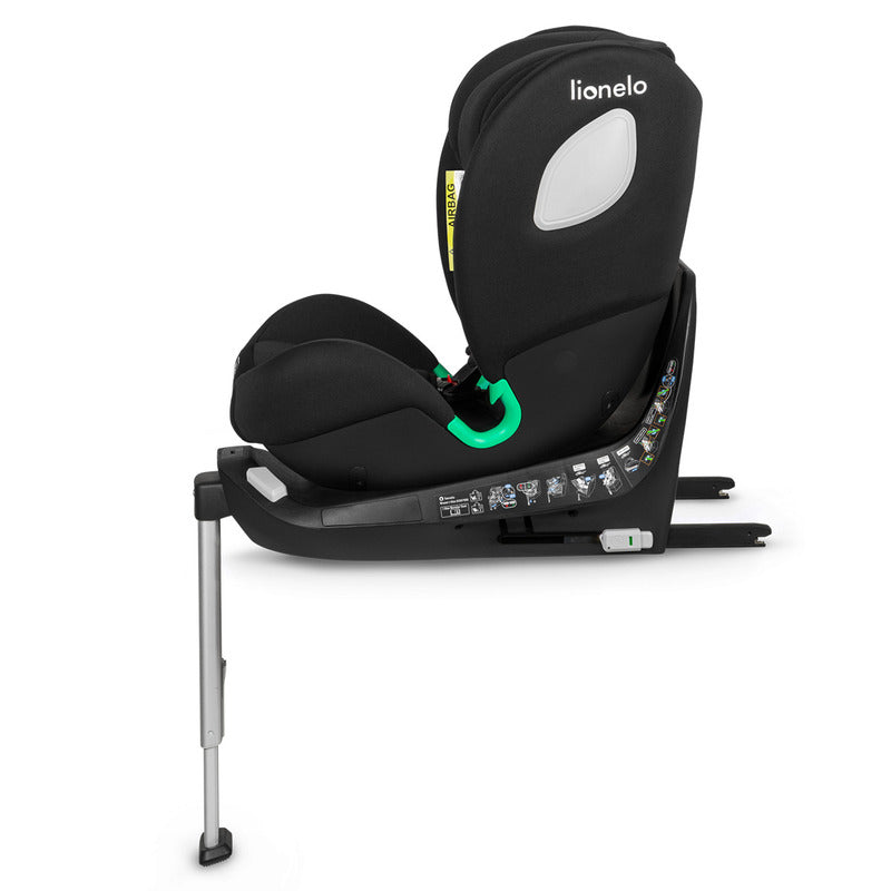 Scaun auto, Lionelo, i-Size Braam, 0-36 Kg, 40-150 cm, Cu isofix si picior de fixare, Protectie laterala, Rotire 360 grade, Ajustare spatar in 5 pozitii, Tetiera reglabila in 14 trepte, Conform cu standardul european de securitate R129, Negru
