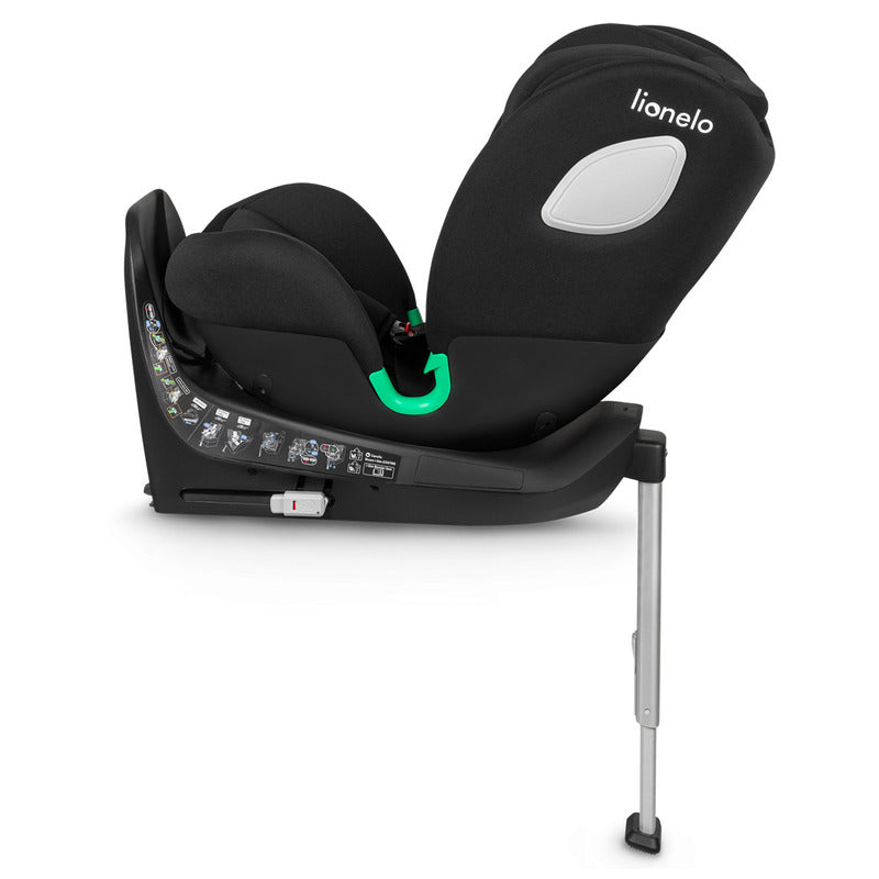 Scaun auto, Lionelo, i-Size Braam, 0-36 Kg, 40-150 cm, Cu isofix si picior de fixare, Protectie laterala, Rotire 360 grade, Ajustare spatar in 5 pozitii, Tetiera reglabila in 14 trepte, Conform cu standardul european de securitate R129, Negru