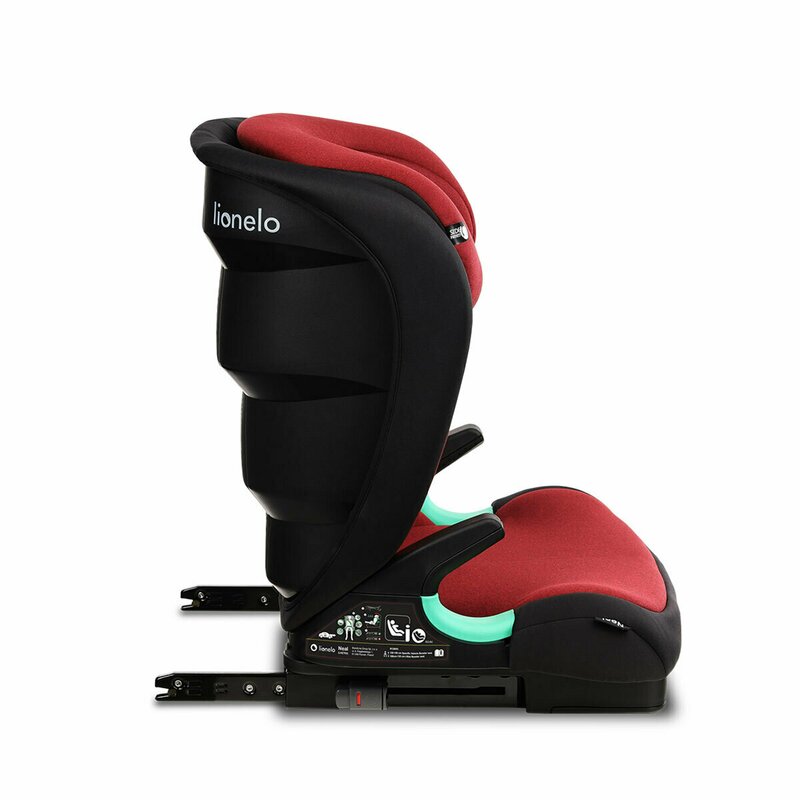 Scaun auto i-Size, Lionelo, Neal, Spatar reglabil in 3 pozitii, Tetiera in 14 pozitii, Suport sticla inclus, 15-36 Kg, 100-150 cm, Cu Isofix, Conform ECE R129, Rosu
