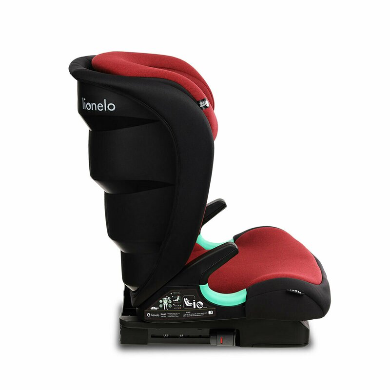 Scaun auto i-Size, Lionelo, Neal, Spatar reglabil in 3 pozitii, Tetiera in 14 pozitii, Suport sticla inclus, 15-36 Kg, 100-150 cm, Cu Isofix, Conform ECE R129, Rosu