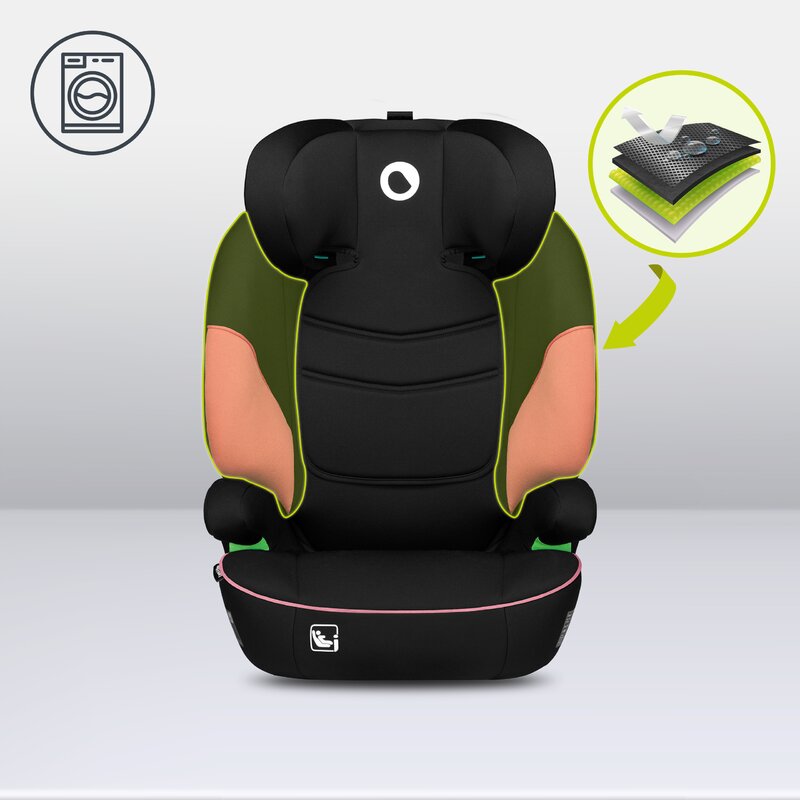 Scaun auto, Lionelo, Lars i-Size, Cu tetiera reglabila in 10 pozitii, Cu pozitionare spre sensul de mers, 15-36 Kg, 100-150 cm, Conform cu standardul european de securitate ECE R129/03, Roz