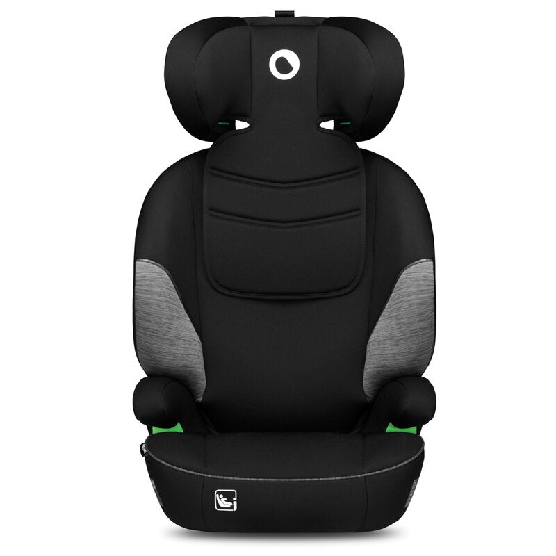 Scaun auto, Lionelo, Lars i-Size, Cu tetiera reglabila in 10 pozitii, Cu pozitionare spre sensul de mers, 15-36 Kg, 100-150 cm, Conform cu standardul european de securitate ECE R129/03, Negru/Gri