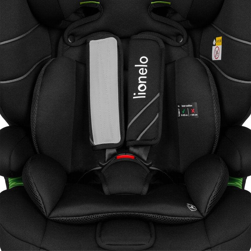 Scaun auto, Lionelo, Levi One i-Size, Universal, Instalare FWF, Cu tetiera reglabila in 10 pozitii, Cu spatar detasabil, 76-150 cm, Conform cu R129, Negru