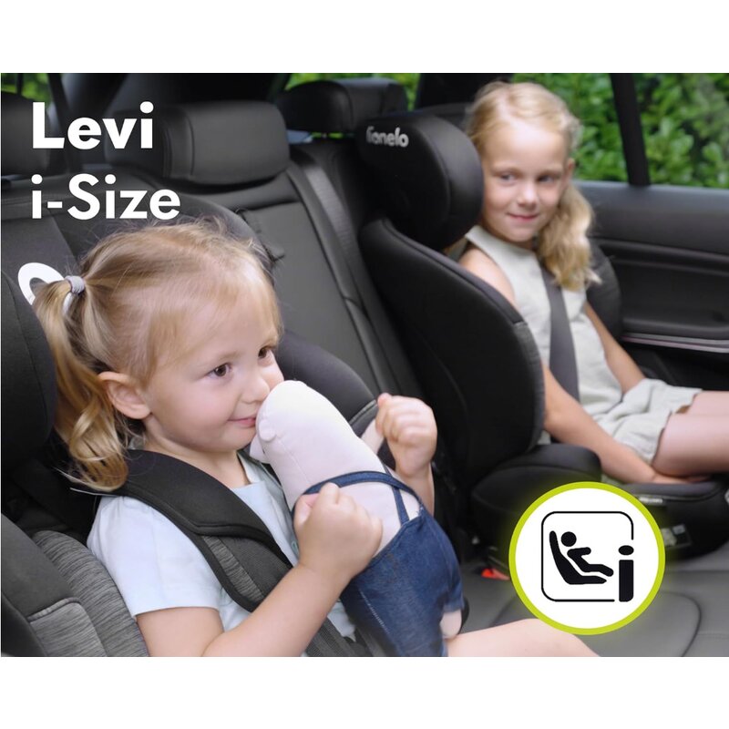 Scaun auto, Lionelo, Levi One i-Size, Universal, Instalare FWF, Cu tetiera reglabila in 10 pozitii, Cu spatar detasabil, 76-150 cm, Conform cu R129, Negru