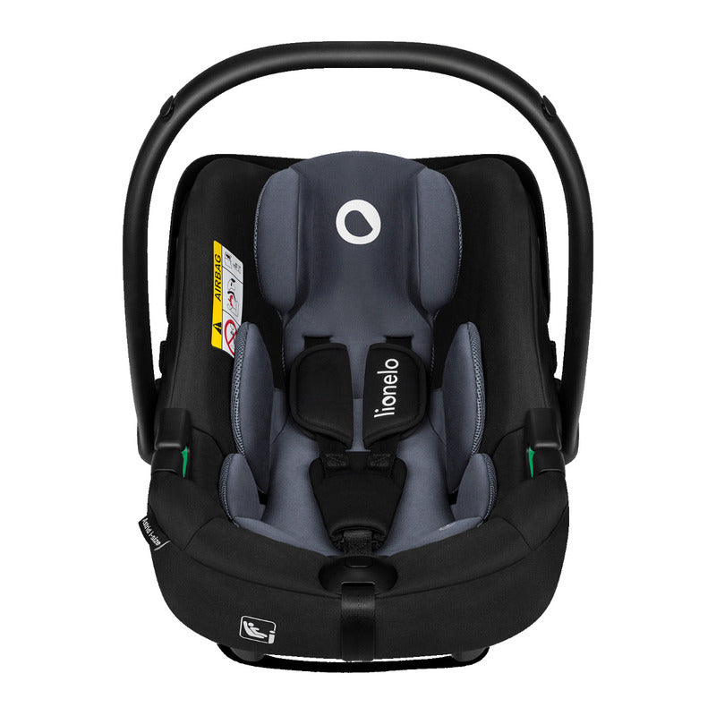 Scoica auto, Lionelo, i-Size Astrid, 0-13 Kg, 40-87 cm, Cu salteluta, Testat ADAC, Conform cu standardul european de securitate R129, Negru/Gri