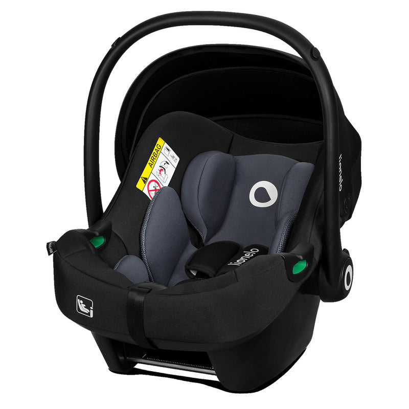 Scoica auto, Lionelo, i-Size Astrid, 0-13 Kg, 40-87 cm, Cu salteluta, Testat ADAC, Conform cu standardul european de securitate R129, Negru/Gri
