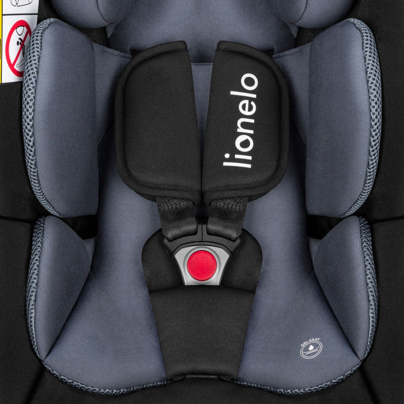 Scoica auto, Lionelo, i-Size Astrid, 0-13 Kg, 40-87 cm, Cu salteluta, Testat ADAC, Conform cu standardul european de securitate R129, Negru/Gri