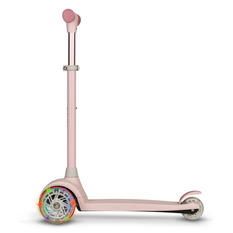 Trotineta, Lionelo, Jessy, Ultrapliabila, Pana la 50 Kg, Cu design ergonomic, Cu lumini LED, 56 x 26 x 67-82 cm, 3 ani+, Roz