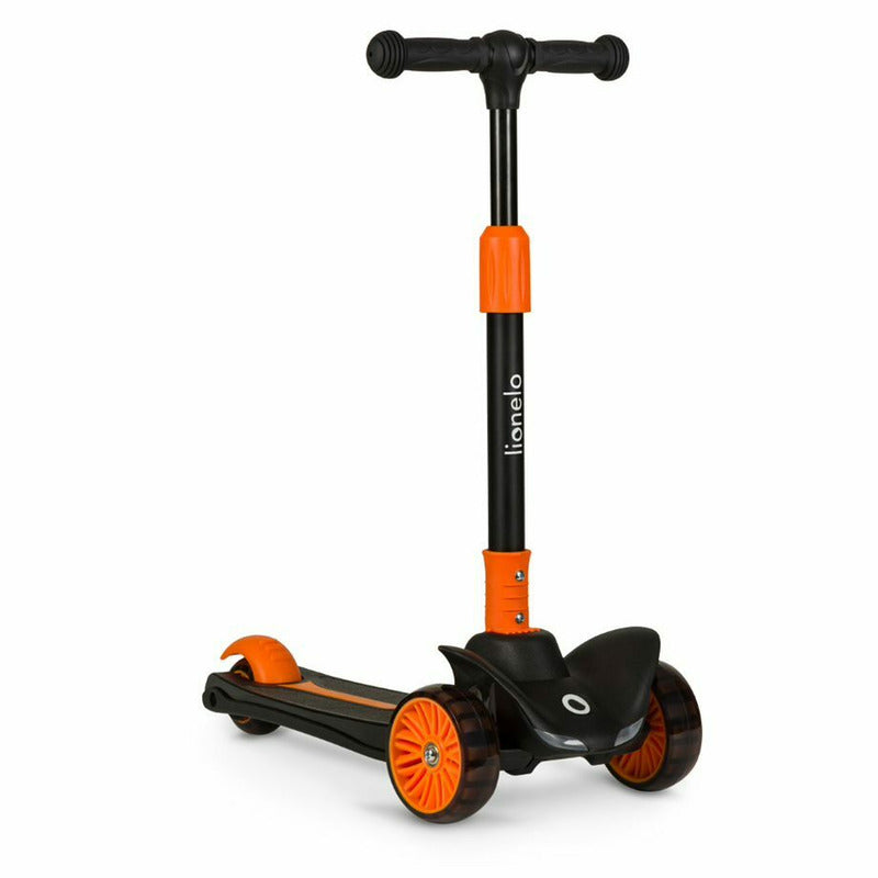 Trotineta, Lionelo, Timy, Copii, Ultrapliabila, Pana la 50 Kg, Cu design ergonomic, Cu lumini LED, 26 5 x 60 x 64-76 cm, 3 ani+, Portocaliu/Negru