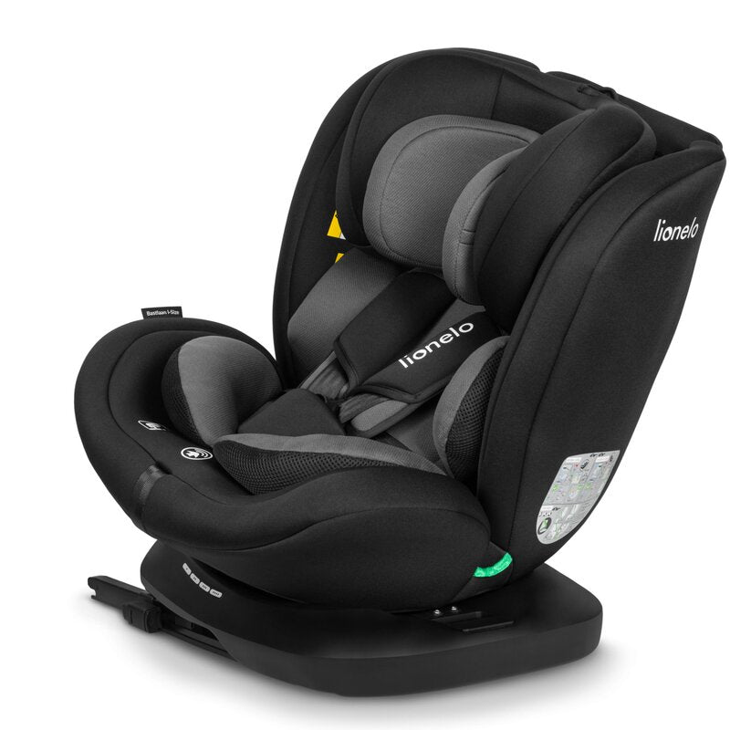 Scaun auto, Lionelo, Bastiaan i-Size, 4 in 1, Protectie laterala, Cu spatar inclinabil in 4 pozitii, Cu tetiera reglabila in 7 pozitii, Rotire 360 grade, Top Tether, 0-36 Kg, 40-150 cm, Cu Isofix, Conform cu ECE R129/03, Gri