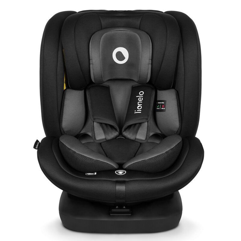 Scaun auto, Lionelo, Bastiaan i-Size, 4 in 1, Protectie laterala, Cu spatar inclinabil in 4 pozitii, Cu tetiera reglabila in 7 pozitii, Rotire 360 grade, Top Tether, 0-36 Kg, 40-150 cm, Cu Isofix, Conform cu ECE R129/03, Gri