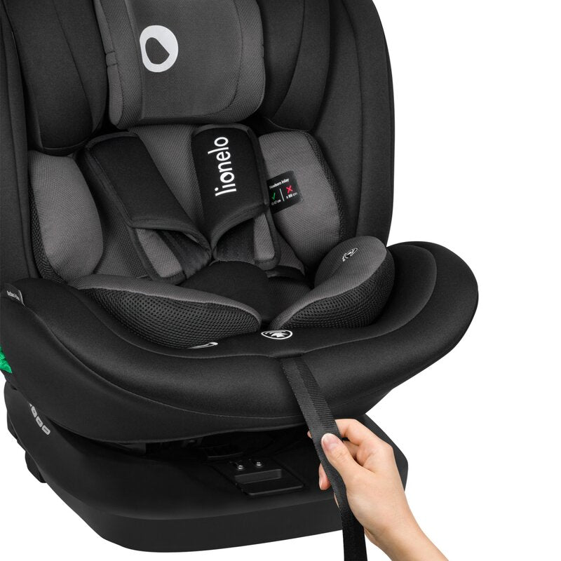 Scaun auto, Lionelo, Bastiaan i-Size, 4 in 1, Protectie laterala, Cu spatar inclinabil in 4 pozitii, Cu tetiera reglabila in 7 pozitii, Rotire 360 grade, Top Tether, 0-36 Kg, 40-150 cm, Cu Isofix, Conform cu ECE R129/03, Gri