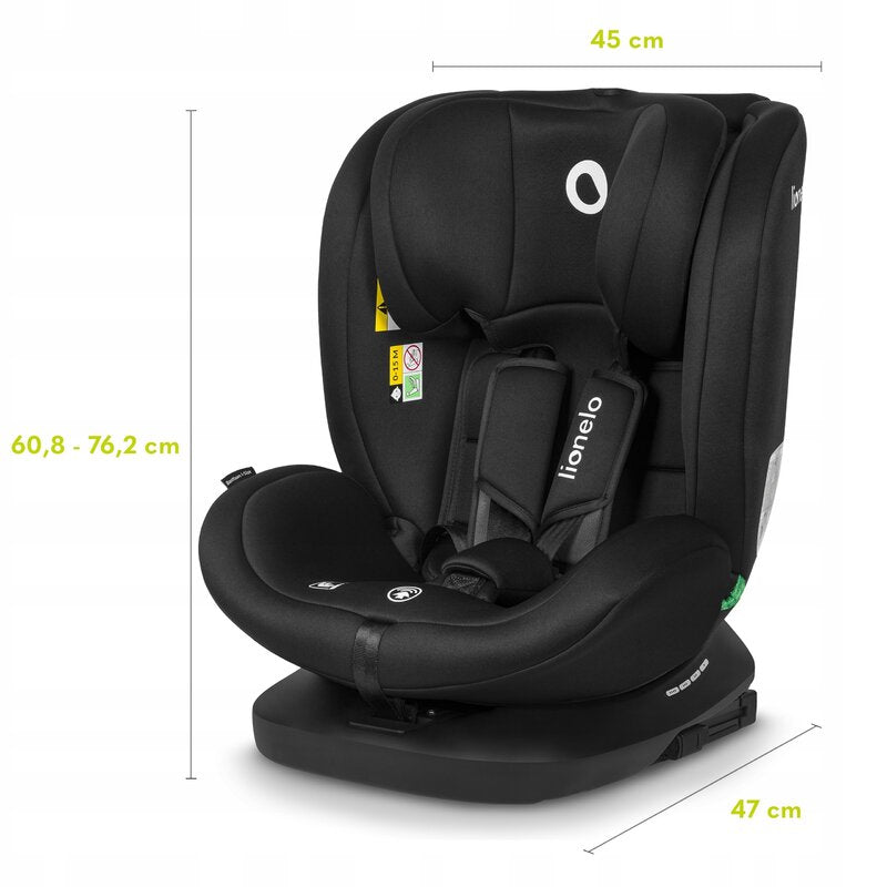 Scaun auto, Lionelo, Bastiaan i-Size, 4 in 1, Protectie laterala, Cu spatar inclinabil in 4 pozitii, Cu tetiera reglabila in 7 pozitii, Rotire 360 grade, Top Tether, 0-36 Kg, 40-150 cm, Cu Isofix, Conform cu ECE R129/03, Gri