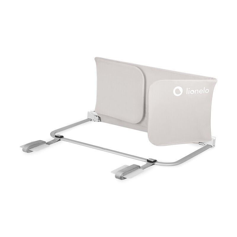 Bariera de protectie pentru pat, Lionelo, Lora XL, Pliabila, Sistem de blocare StandSafe, Geanta de transport inclusa, 150x46 cm, Conform cu BS 7972:2001+A1:2009, Bej