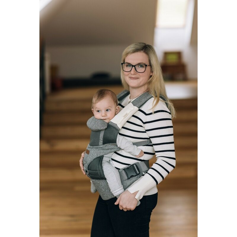 Marsupiu bebe, FreeON, Carry Me, 3 in 1, De la 4 luni pana la 15 kg, Tesatura din plasa 3D, Confortabil si sigur pentru bebe, Gri