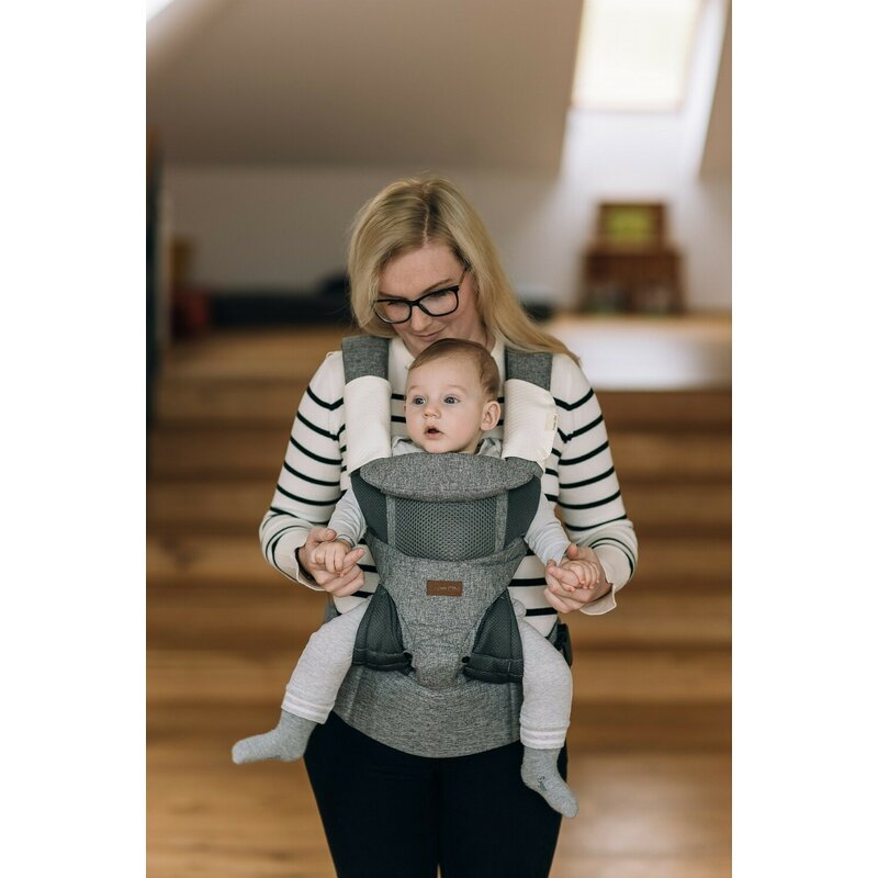 Marsupiu bebe, FreeON, Carry Me, 3 in 1, De la 4 luni pana la 15 kg, Tesatura din plasa 3D, Confortabil si sigur pentru bebe, Gri